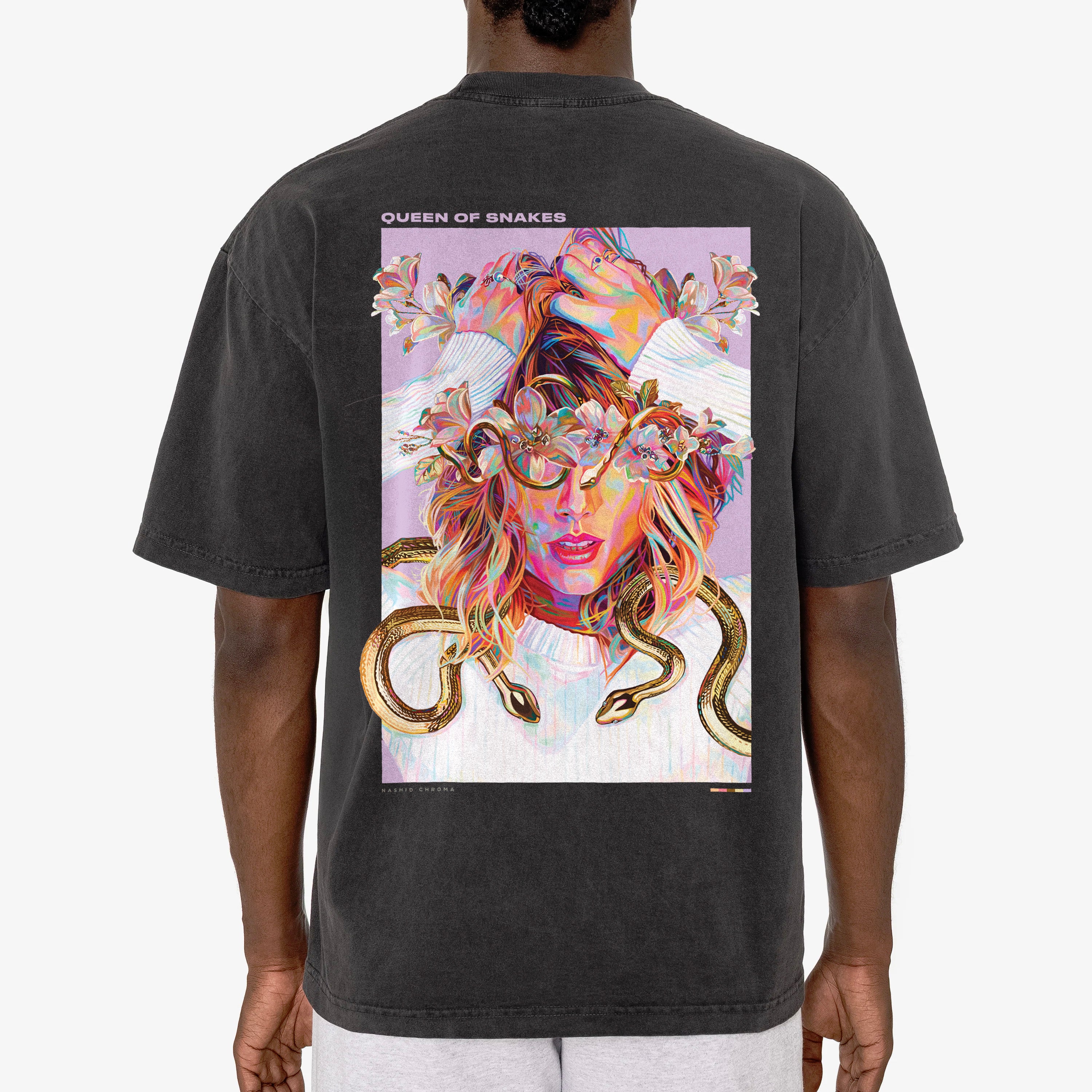 QUEEN OF SNAKES DROP SHOULDER TEE