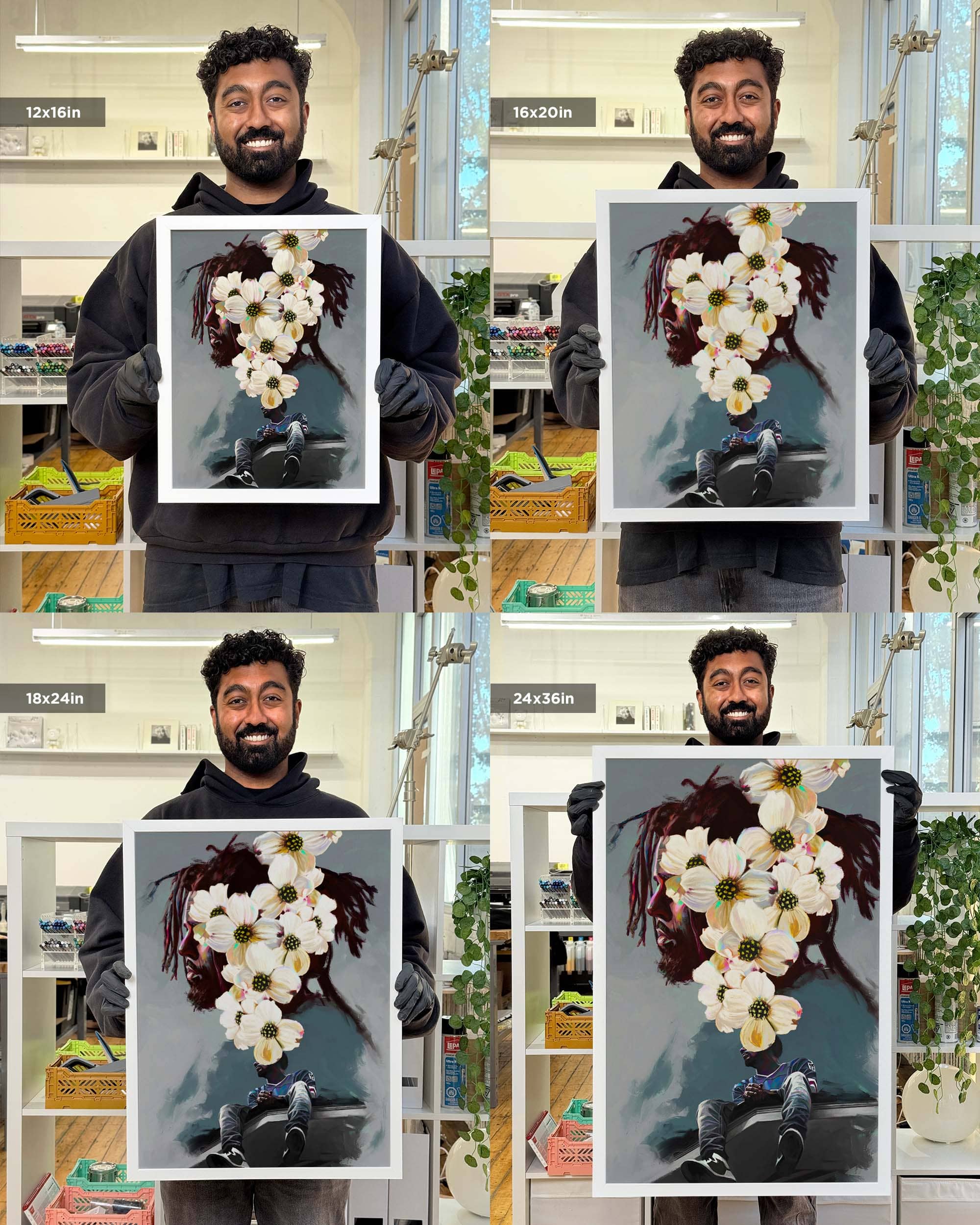 Nashid Chroma Art 12×16"" / Framed (White) JXRMXINE